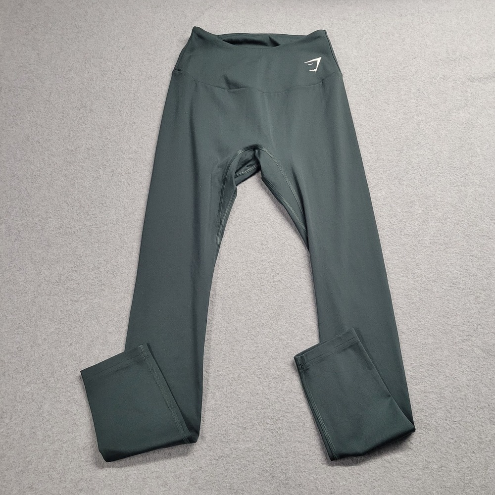 Gymshark Womens High Waisted Training Leggings Forest Green Small Logo Yoga S